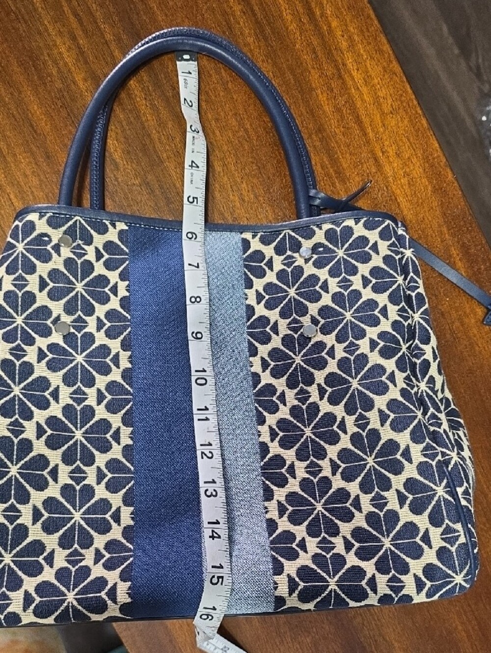 kate spade Navy and Cream Floral Tote with Blue Stripe - Picture 9 of 9